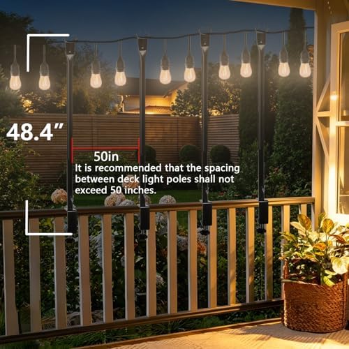 Patio Light Poles for String Lights, 4FT 8 Pack Deck Poles for String Lights with Fence-Friendly Clamps, String, alternate