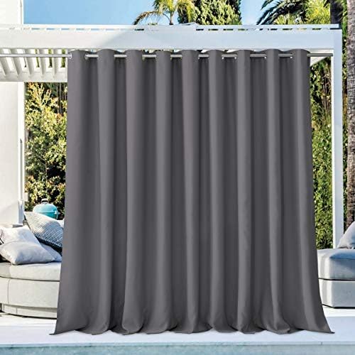 Patio Outdoor Curtain 140" Extra Wide Waterproof for Porch, Grommet Vertical Blinds Thermal Insulated Blackout