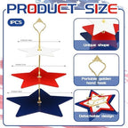 Patriotic 3 Tier Cupcake Stand Holder 15 Inch 4th of July Serving Tray Red White Blue Star Design with Gold, alternate view 3