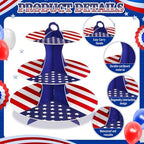 Patriotic Cupcake Stand, Red White Blue Cardboard Dessert Tower in Blue, alternate view 5