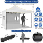 Pavillon 3x3m Wasserdicht Faltpavillon Gartenpavillon mit 4 Seitenteilen | Pop-Up Pavillon Höhenverstellbar |, alternate view