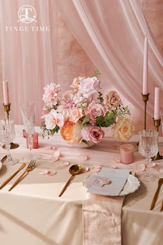 Peach Blush Pink Artificial Flowers Combo Garden Wedding Decor in Peach Pink and Cream, alternate view 3