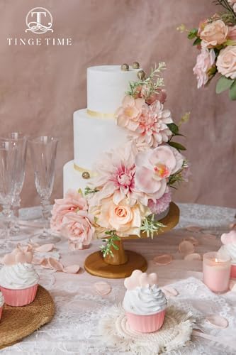 Peach Blush Pink Artificial Flowers Combo Garden Wedding Decor in Peach Pink and Cream, alternate view 4