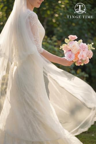 Peach Blush Pink Artificial Flowers Combo Garden Wedding Decor in Peach Pink and Cream, alternate view 5