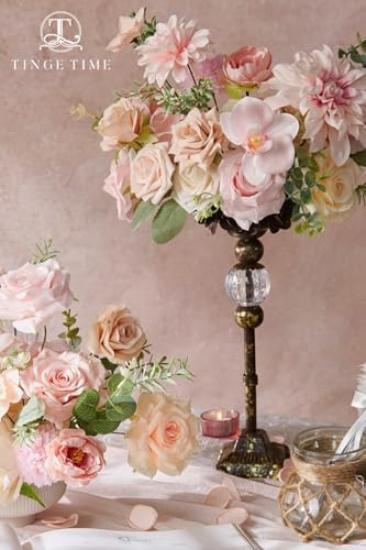 Peach Blush Pink Artificial Flowers Combo Garden Wedding Decor in Peach Pink and Cream, alternate view 6