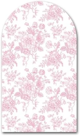 Peach Pink Floral Arched Backdrop Covers Double-Sided Stretchy Arch Stand Cover for Girls Birthday Baby Shower
