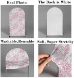 Peach Pink Floral Arched Backdrop Covers Double-Sided Stretchy Arch Stand Cover for Girls Birthday Baby Shower, alternate