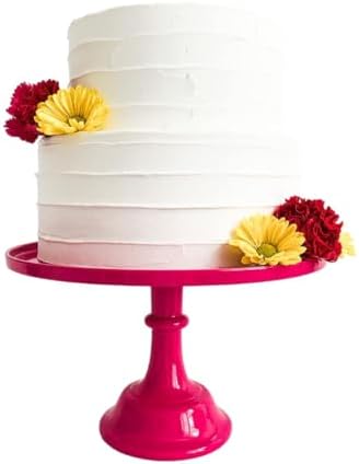 Pedestal 11-Inch Dark Pink Cake Stand Durable Melamine Dessert Display in Dark Pink