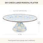 Pedestal Platter, Large, Light-Blue-and-White Sky Check in Large in Sky Check, alternate view 2