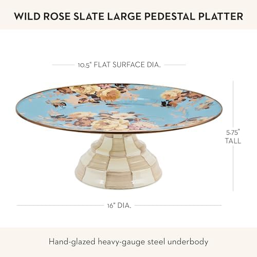 Pedestal Platter, Large, Wild Rose Slate in Large in Slate Wild Rose, alternate view 3