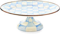 Pedestal Platter, Small, Light-Blue-and-White Sky Check in Small in Sky Check
