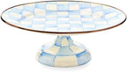Pedestal Platter, Small, Light-Blue-and-White Sky Check in Small in Sky Check
