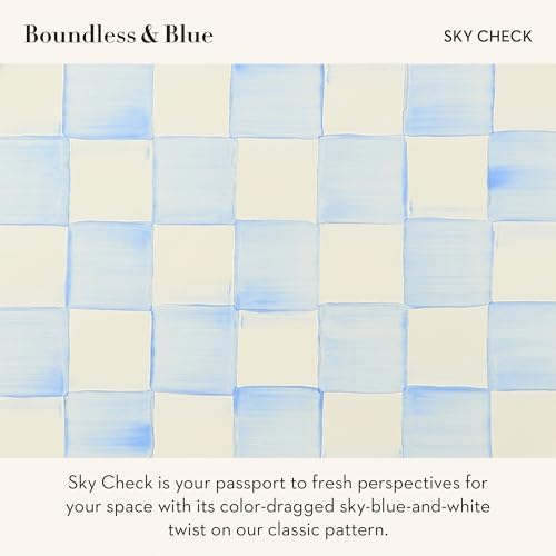 Pedestal Platter, Small, Light-Blue-and-White Sky Check in Small in Sky Check, alternate view 4