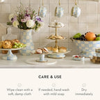 Pedestal Platter, Small, Light-Blue-and-White Sky Check in Small in Sky Check, alternate view 5