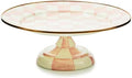 Pedestal Platter, Small, Pink-and-White Rosy Check in Small in Rosy Check