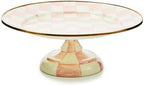 Pedestal Platter, Small, Pink-and-White Rosy Check in Small in Rosy Check