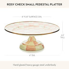 Pedestal Platter, Small, Pink-and-White Rosy Check in Small in Rosy Check, alternate view 2