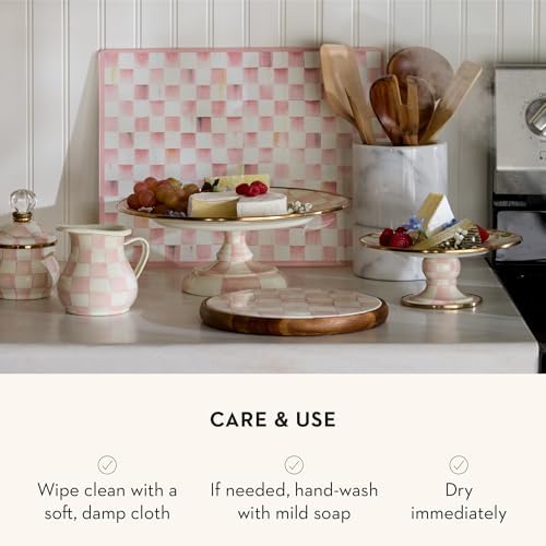 Pedestal Platter, Small, Pink-and-White Rosy Check in Small in Rosy Check, alternate view 5