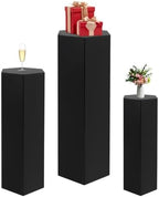 Pedestal Stands for Wedding, Cake Display Stands (3Pcs Hexagon Black) in 3Pcs Hexagon Black