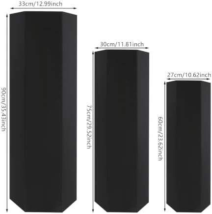Pedestal Stands for Wedding, Cake Display Stands (3Pcs Hexagon Black) in 3Pcs Hexagon Black, alternate view 3