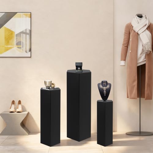 Pedestal Stands for Wedding, Cake Display Stands (3Pcs Hexagon Black) in 3Pcs Hexagon Black, alternate view 5