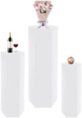 Pedestal Stands for Wedding, Cake Display Stands (3Pcs Hexagon White) in 3Pcs Hexagon White