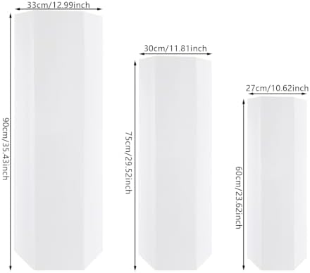 Pedestal Stands for Wedding, Cake Display Stands (3Pcs Hexagon White) in 3Pcs Hexagon White, alternate view 3