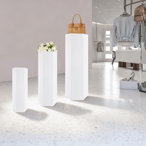 Pedestal Stands for Wedding, Cake Display Stands (3Pcs Hexagon White) in 3Pcs Hexagon White, alternate view 4