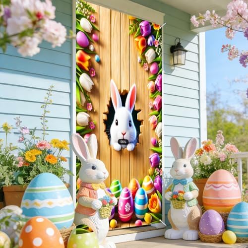 Peeking Bunny Easter Door Cover 35x70 Inches Polyester in 35x70 Inches, alternate view 2