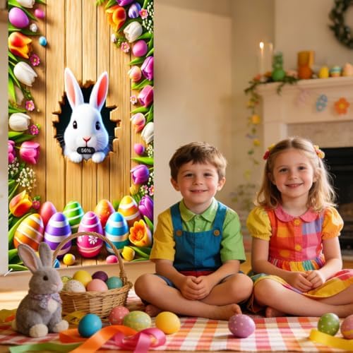 Peeking Bunny Easter Door Cover 35x70 Inches Polyester in 35x70 Inches, alternate view 5