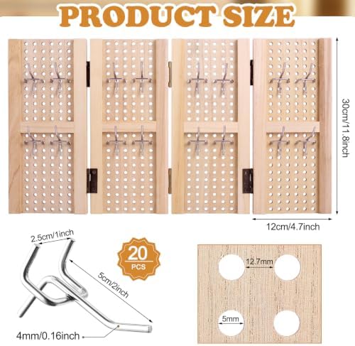 Peg Board Standing Display for Vendors with 20 Hook Wood Pegboard, alternate view 2