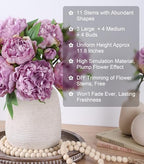 Peonies Artificial Flowers, 11 Pcs Realistic Faux Flowers for Vase, Silk Flowers for Home Decor Indoor, Wedding, alternate