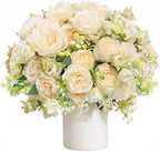 Peonies Artificial Flowers Bouquet, Lifelike Silk Fake Peonies with Stems for Home Table Centerpieces, Wedding