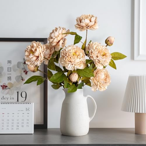 Peonies Artificial Flowers Bulk for Vase, 4 PCS Artificial Silk Peonies Stems Real Look Fake Peonies Branches, alternate view