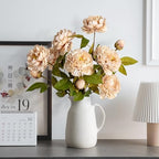 Peonies Artificial Flowers Bulk for Vase, 4 PCS Artificial Silk Peonies Stems Real Look Fake Peonies Branches, alternate view