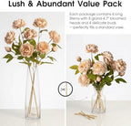 Peonies Artificial Flowers Bulk for Vase, 4 PCS Artificial Silk Peonies Stems Real Look Fake Peonies Branches, alternate view