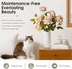 Peonies Artificial Flowers Bulk for Vase, 4 PCS Artificial Silk Peonies Stems Real Look Fake Peonies Branches, alternate view
