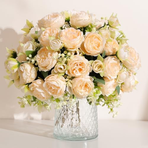 Peonies Artificial Flowers Fake Peony Silk Flower Centerpieces for Table