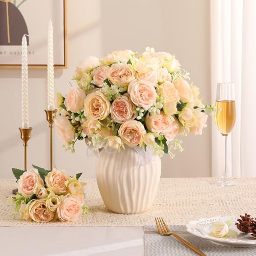Peonies Artificial Flowers Fake Peony Silk Flower Centerpieces for Table, alternate view 3