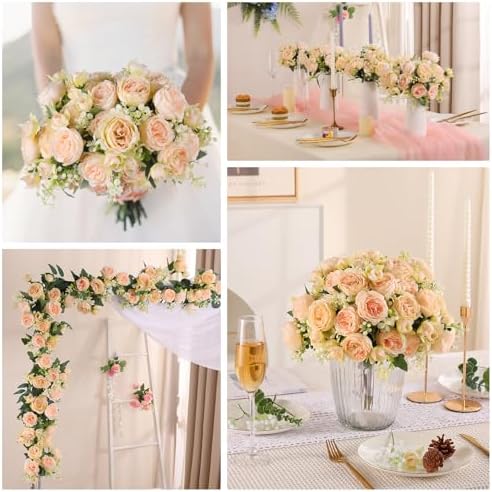 Peonies Artificial Flowers Fake Peony Silk Flower Centerpieces for Table, alternate view 4