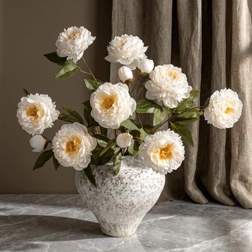 Peonies Artificial Flowers Faux Silk Peonies Stems Real Look Fake Peonies Branches for Vase DIY Bouquet