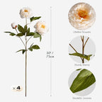 Peonies Artificial Flowers Faux Silk Peonies Stems Real Look Fake Peonies Branches for Vase DIY Bouquet, alternate view 2