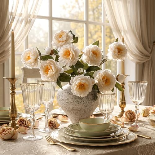 Peonies Artificial Flowers Faux Silk Peonies Stems Real Look Fake Peonies Branches for Vase DIY Bouquet, alternate view 3