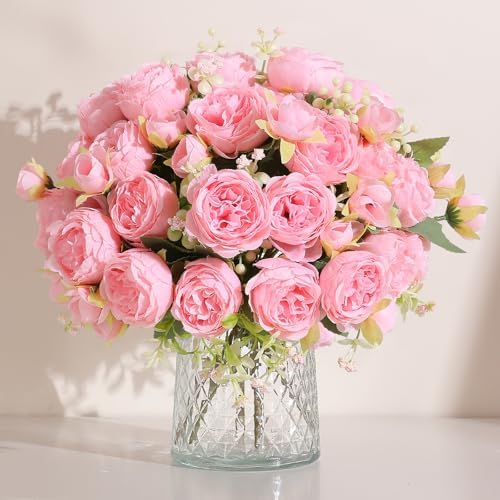 Peonies Artificial Flowers Pink Peony Silk Flower Centerpieces for Table in Light Pink-8pcs