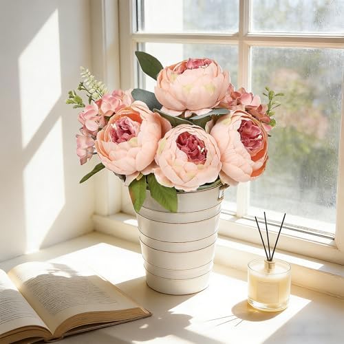 Peonies Table Centerpieces - 10 Inches Tall Artificial Flower, alternate view 4