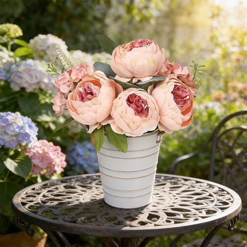Peonies Table Centerpieces - 10 Inches Tall Artificial Flower, alternate view 6