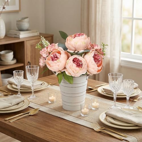 Peonies Table Centerpieces - 10 Inches Tall Artificial Flower, alternate view 7