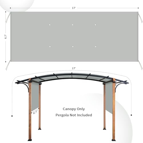 Pergola Shade Cover Replacement, 17 x 6.8 Ft, Gray in 17 x 6.8 Ft in Gray, alternate view 3