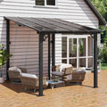 Pergola with Adjustable Support Post & Aluminum Frame, 8‘x10', Black in Black