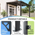 Pergola with Adjustable Support Post & Aluminum Frame, 8‘x10', Black in Black, alternate view 5
